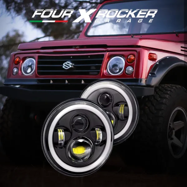 COPPIA FARI PROIETTORI ROTONDI LED 7" DRL Angel Wing 12v