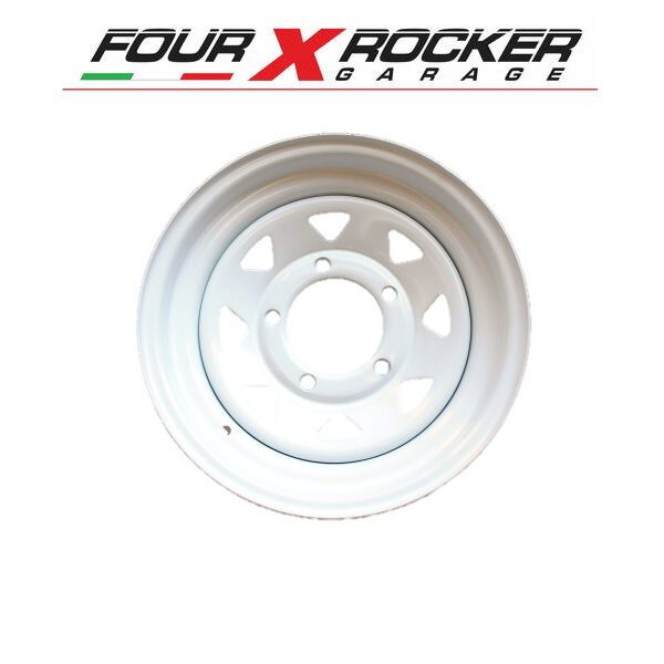 CERCHIO SCAMPANATO DAKAR BIANCO PER LAND ROVER 16x7 ET+8