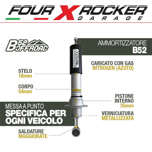AMMORTIZZATORE +5CM B52 OFFROAD PER NISSAN PICK UP D40