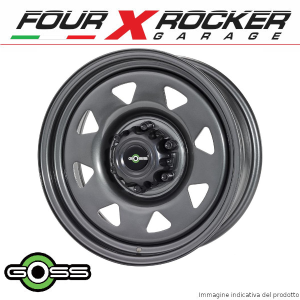 CERCHIO IN ACCIAIO GOSS TRIANGULAR DAKAR GRIGIO 6 FORI 17X7 ET 20 CB66.1