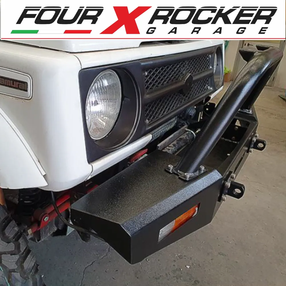 PARAURTI ANTERIORE USO GRAVOSO IN ACCIAIO CON PORTAVERRICELLO SUZUKI SAMURAI - SANTANA - SJ - immagine 3