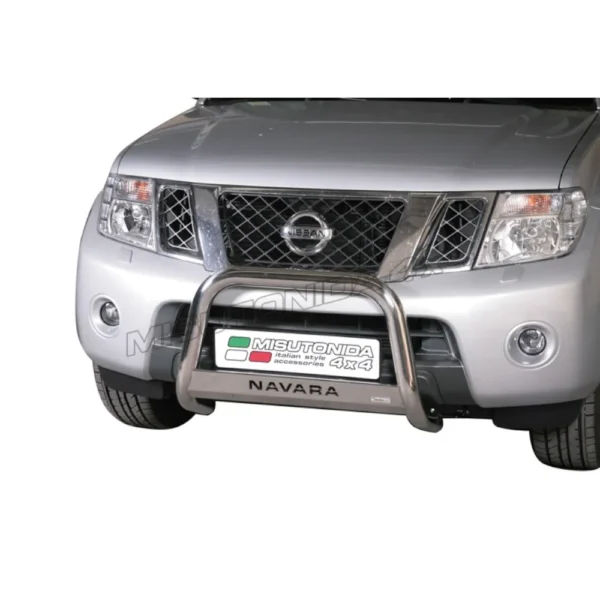 BULL BAR CROMATO PROTEZIONE PARAURTI ANTERIORE MISUTONIDA PER NISSAN NAVARA D40 10>15