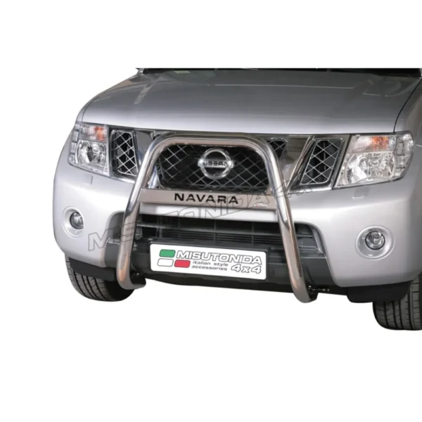 BULL BAR CROMATO PROTEZIONE PARAURTI ANTERIORE MISUTONIDA PER NISSAN NAVARA D40 10>15